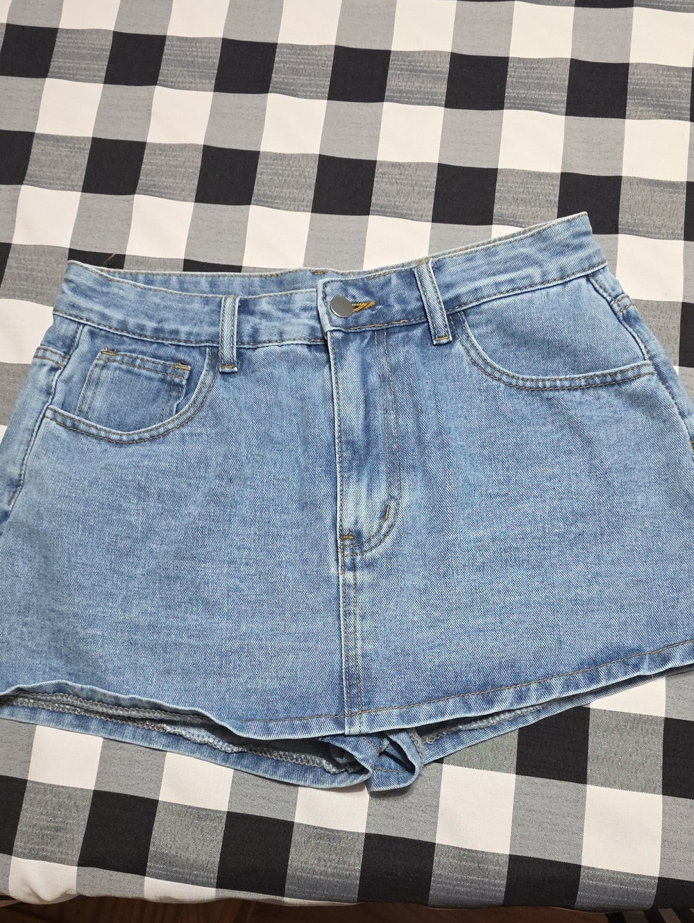 SHEIN Light Blue Denim Skort Shorts